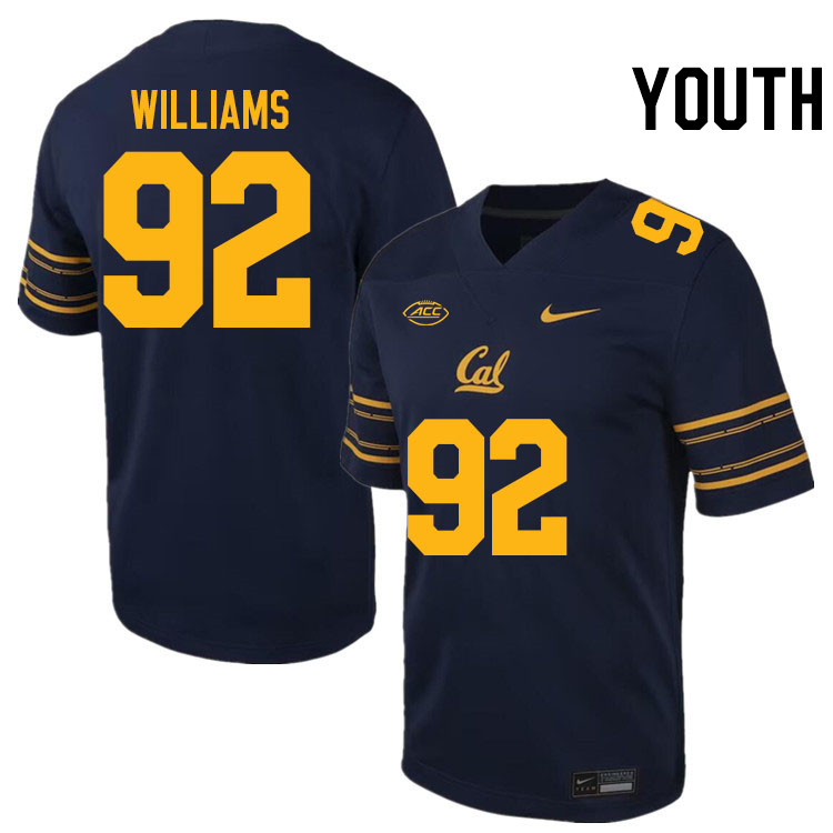 Youth #92 Myles Williams California Golden Bears ACC Conference College Football Jerseys Stitched Sa